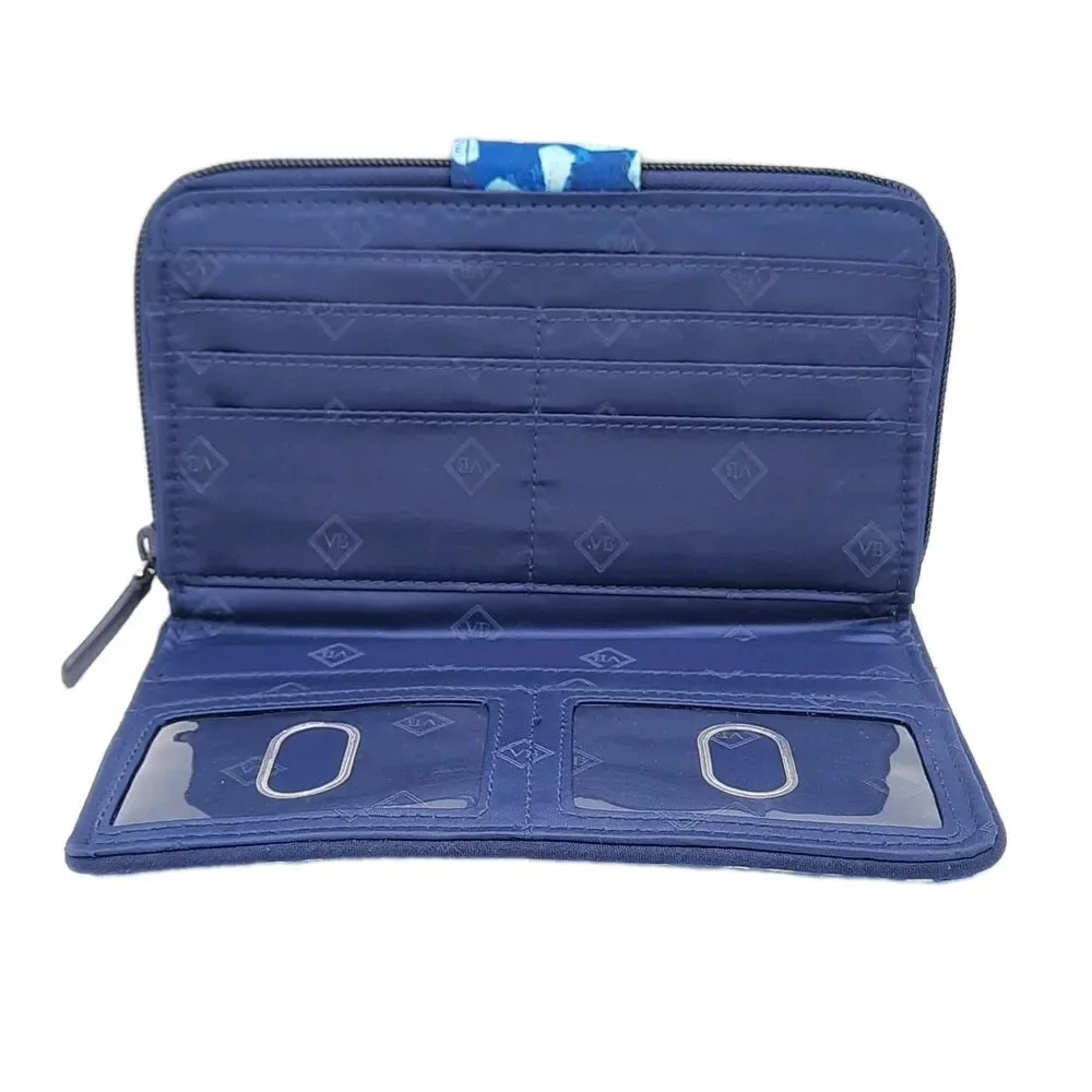 VERA BRADLEY  RFID Turnlock Wallet Clutch Blue CUBAN TILES #21951-G03 Retired